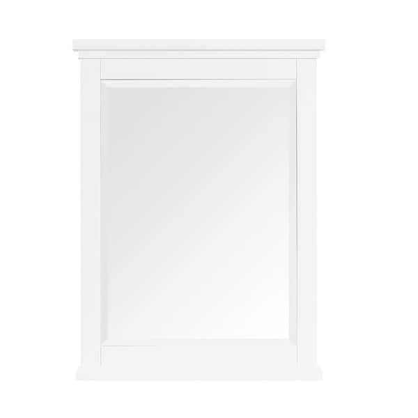 Home Decorators Collection Merryfield 24 in. W x 32 in. H Rectangular Wood Framed Wall Bathroom Vanity Mirror in White 19112-M24-WT