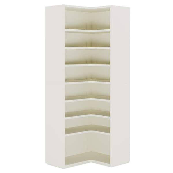 TRIBESIGNS WAY TO ORIGIN 65 in. H x 27.6 in. W White Wood Corner Shoe Storage Cabinet, 8 Tier Shoe Organizer with Large Capacity for Entryway HD-NY270-HYF