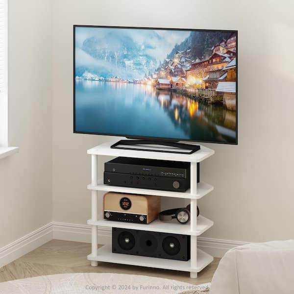 Furinno Econ Easy Assembly White TV Stand Entertainment Center Fits TV's up to 32 in. 15093WHWH