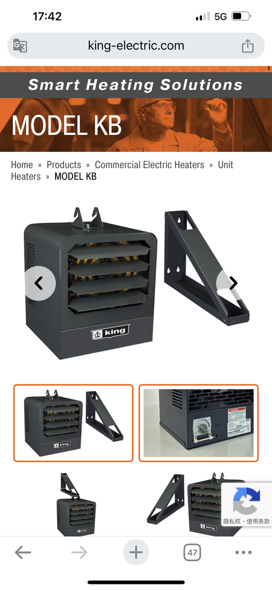 MODEL KB heavy duty unit heater