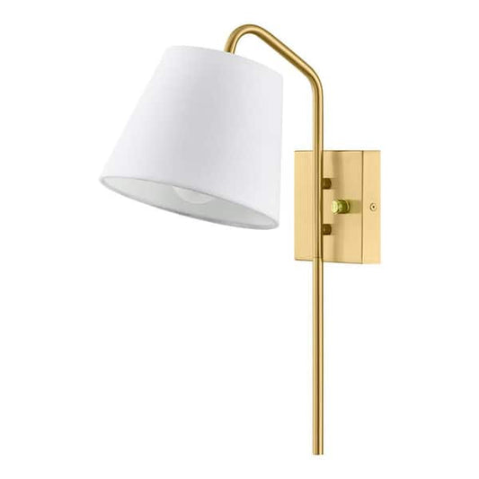 Home Decorators Collection Pelton 7.5 in. 1-Light Aged Brass Wall Sconce HD-2734-AGB