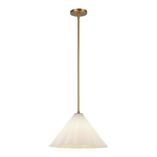 ALORA MOOD Serena 14 in. 1 Light 60-Watt Aged Brass/Opal Glass Pendant Light PD451814AGOP