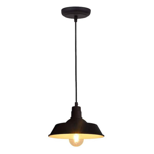 Sylvania Hudson 1-Light Antique Black Ceiling Factory Pendant with Edison LED Light Bulb Included 60053