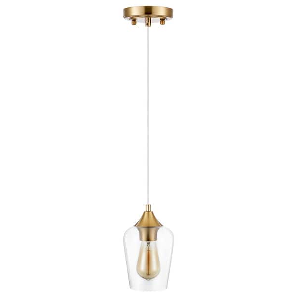 Merra 1-Light Antique Brass Pendant Ceiling Light with Glass Shade HCF-2805-GD-BNHD-1