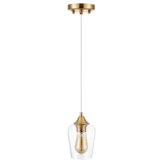 Merra 1-Light Antique Brass Pendant Ceiling Light with Glass Shade HCF-2805-GD-BNHD-1