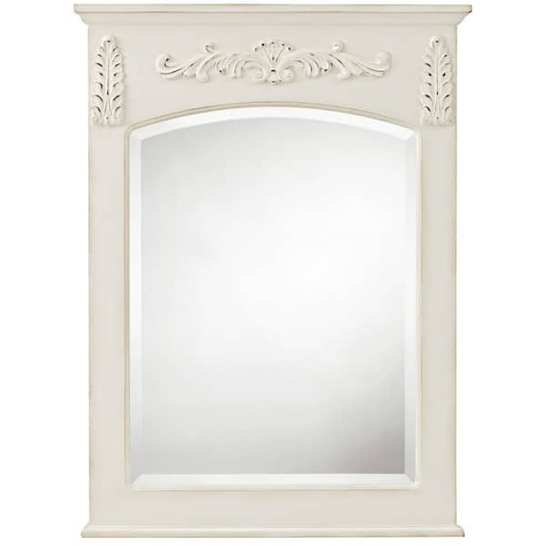 Home Decorators Collection Chelsea 26 in. W x 35 in. H Rectangular Wood Framed Wall Bathroom Vanity Mirror in Antique White 1590400410