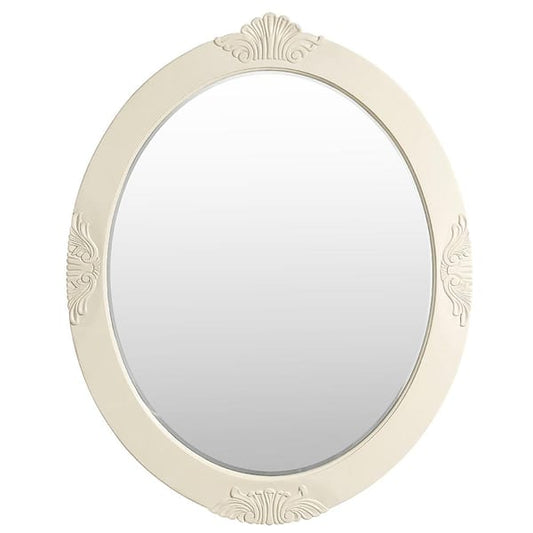 Home Decorators Collection Winslow 30 in. W x 38 in. H Oval Wood Framed Wall Bathroom Vanity Mirror in antique white BF-27006-AW