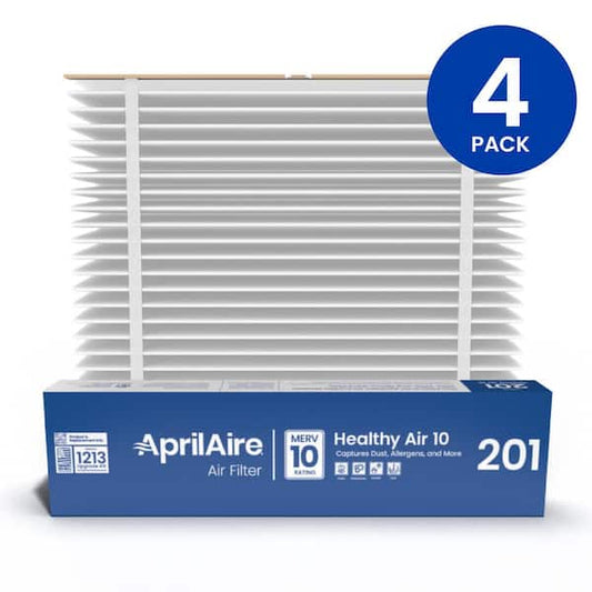 AprilAire 201 20 in. x 25 in. x 6 in. MERV 10 FPR 10 Pleated Air Filter For Air Cleaner Models 2200, 2250 (4-Pack) 201 04