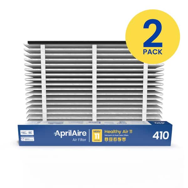 AprilAire 410 16 in. x 25 in. x 4 in. MERV 11 FPR 12 Pleated Filter For Air Cleaner Models 1410/1610/2410/2416/3410/4400 (2-Pack) 410 02