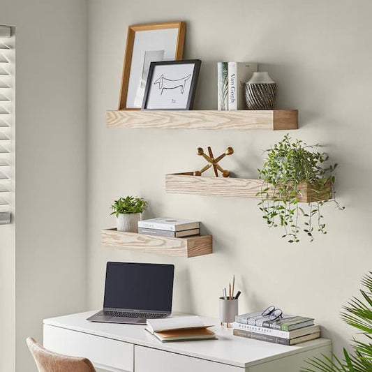 StyleWell Modern Ash Wood Floating Wall Shelf (Set of 3) (36" W x 3" H x 6" D) 20MJE2199-Ash