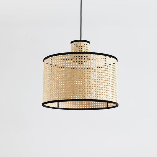 Vidalite Modern Bohemian 1-Light 2-Tier Pendant Light, PVC Rattan Shade With Velvet Rim CE1008607
