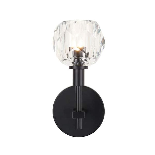 Alsy 4.75 in. 1-Light Black Wall Sconce with Clear Captured Glass Shade 24300-001