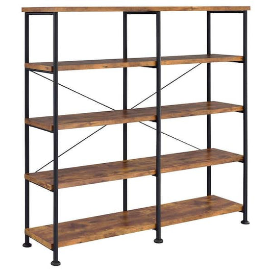 Coaster Analiese 63 in. Antique Nutmeg and Black 4-Shelf Etagere Bookcase 801543