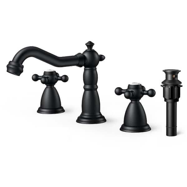 androme 8 in. Widespread Double Handle Bathroom Faucet in Black A3A34B