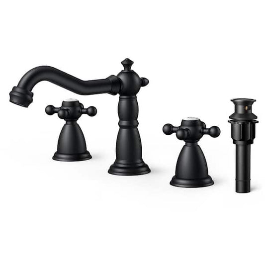 androme 8 in. Widespread Double Handle Bathroom Faucet in Black A3A34B
