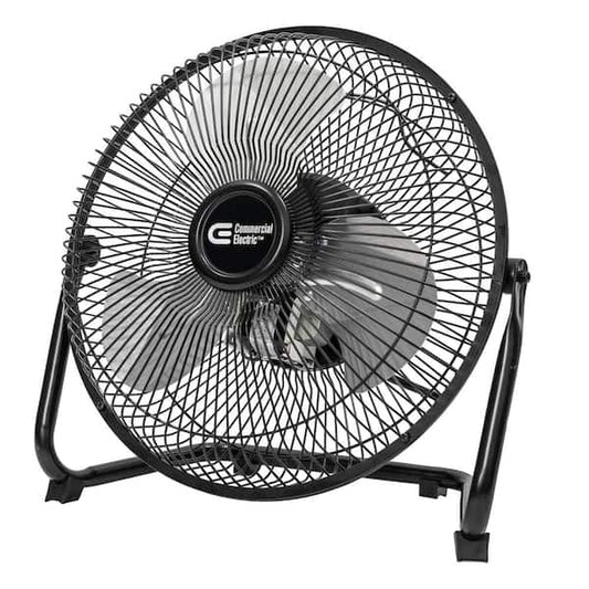 Commercial Electric 9 in. 3-Speed High Velocity Floor Fan in Black With Wall Mount Bracket SFC-225BR-1