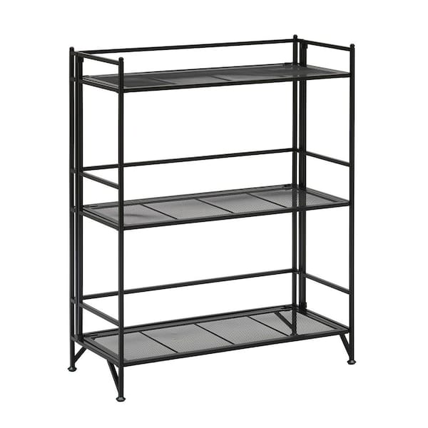 Convenience Concepts Xtra Storage 3 Tier Metal Folding Mesh Shelving Unit in Black (25.25 in. W x 32.5 in H x 11.25 in D) S10-171
