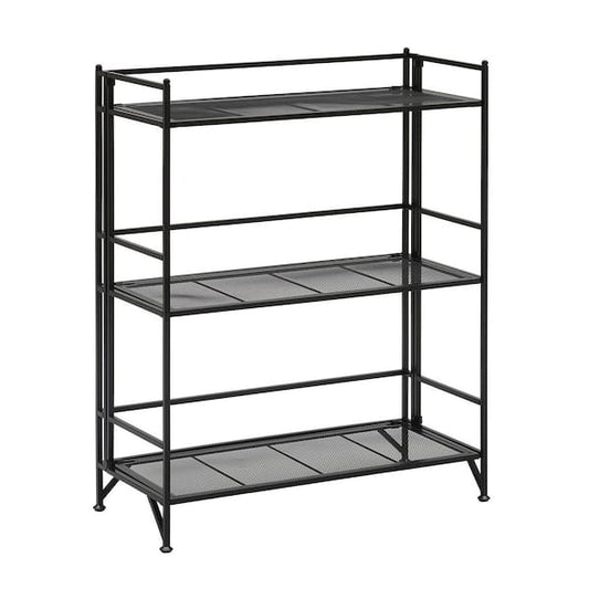 Convenience Concepts Xtra Storage 3 Tier Metal Folding Mesh Shelving Unit in Black (25.25 in. W x 32.5 in H x 11.25 in D) S10-171