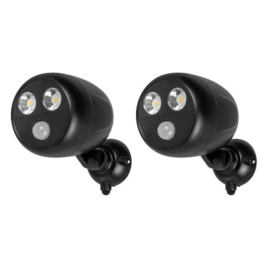 Defiant 450-Lumen Battery Powered 120-Degree Black Motion Activated Integrated LED Flood Light (2-Pack) IS09a4505BRBKTH