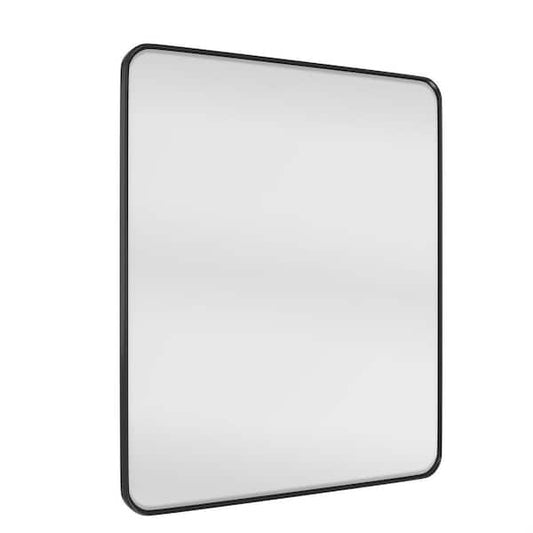 ELLO&ALLO 20 in. W x 28 in. H Rectangular Aluminum Framed Wall Mount Bathroom Vanity Mirror in Black EVM-S-F-B20