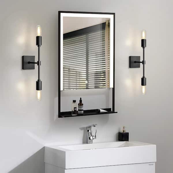 GoYeel 14.57 in. 2-Light Black Modern/Contemporary Wall Sconce Bathroom Industrial Wall-Mounted Light Fixture (Set of 2) WS01BK-02