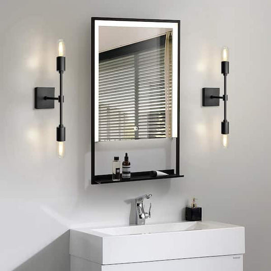GoYeel 14.57 in. 2-Light Black Modern/Contemporary Wall Sconce Bathroom Industrial Wall-Mounted Light Fixture (Set of 2) WS01BK-02