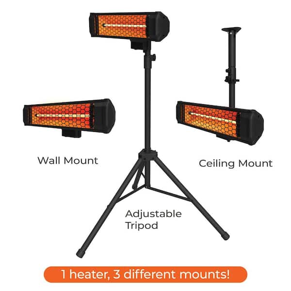 HEAT STORM Tradesman 1500-Watt Electric Outdoor Infrared Quartz Portable Space Heater with Tripod, Wall and Ceiling Mount HS-1500-OTR-TRI.