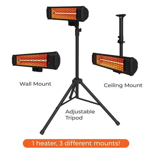 HEAT STORM Tradesman 1500-Watt Electric Outdoor Infrared Quartz Portable Space Heater with Tripod, Wall and Ceiling Mount HS-1500-OTR-TRI.