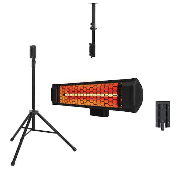 HEAT STORM Tradesman 1500-Watt Electric Indoor/Outdoor Quartz Infrared Portable Space Heater w/Tripod Wall and Ceiling Mount, Black HS-1500-TRIB