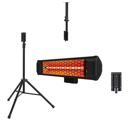 HEAT STORM Tradesman 1500-Watt Electric Indoor/Outdoor Quartz Infrared Portable Space Heater w/Tripod Wall and Ceiling Mount, Black HS-1500-TRIB