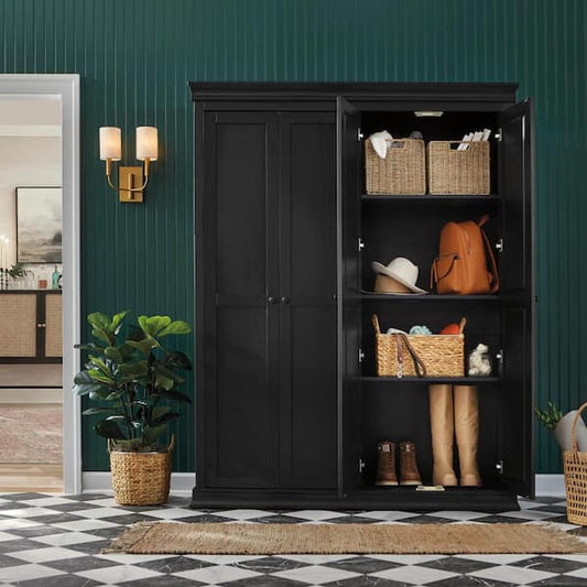 Home Decorators Collection Mansell Black Wood Accent Storage Cabinet (78" H x 60" W) M13872D41B