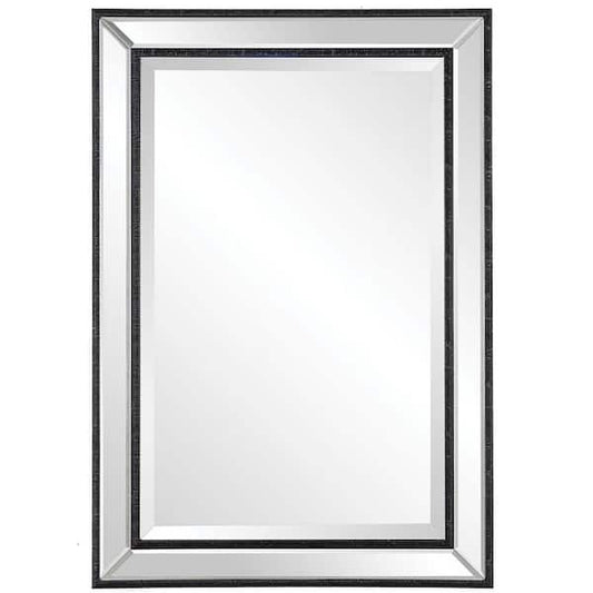 Home Decorators Collection 22 in. W x 32 in. H Rectangular Polystyrene Framed Wall Bathroom Vanity Mirror in Black HDE00973