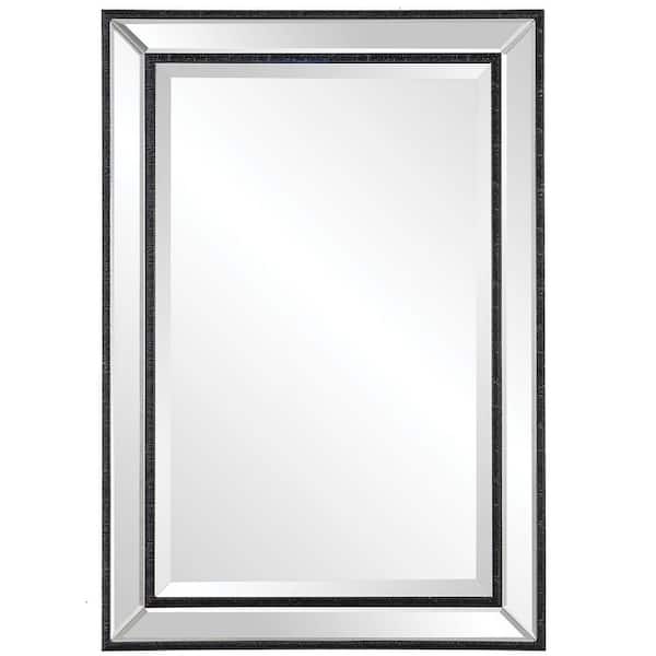 Home Decorators Collection 22 in. W x 32 in. H Rectangular Polystyrene Framed Wall Bathroom Vanity Mirror in Black HDE00973