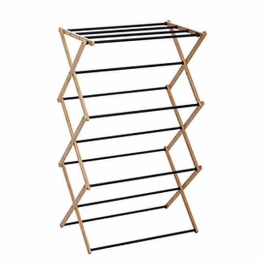 HOUSEHOLD ESSENTIALS Black 39.37 in. x 14.17 in. x 23.62 in. Bamboo Free Standing Folding Drying Rack HE1200