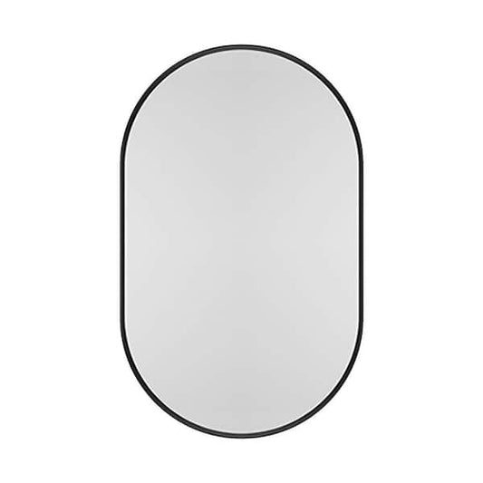 IHOMEadore 20.5 in. W x 33.5 in. H Capsule Oval Framed Medicine Cabinet with Mirror in Modern Black MD-W1435P201160