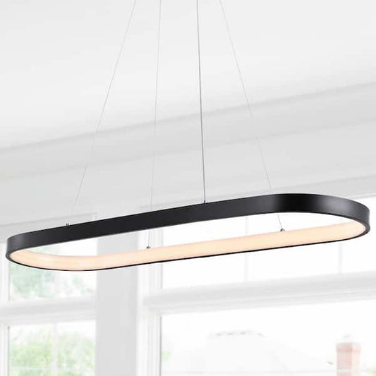 JONATHAN Y Nolan 38.75 in. Black Modern Bohemian Iron Linear Integrated LED Pendant JYL7120A
