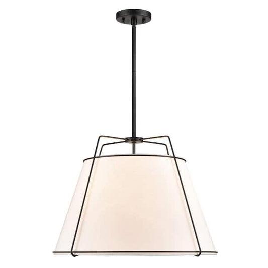 Light Society Lise 22 in. 3-Light Black Chandelier with Fabric Shade LS-C555-BLK