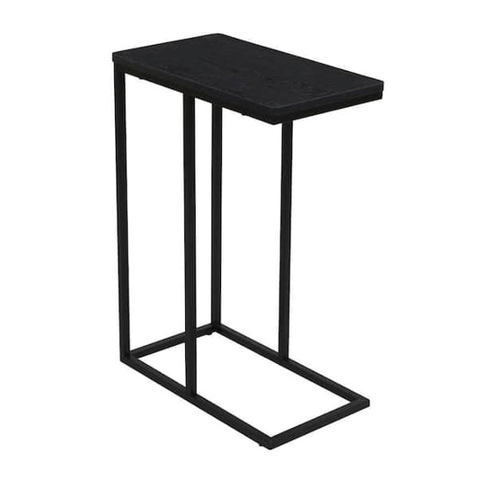 HOUSEHOLD ESSENTIALS 10 in. Black Rectangular Iron C-Shaped Side Table 8113-1