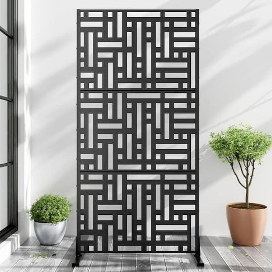 Lirago 72 in. x 35 in. Black Privacy Screen Galvanized Freestanding Panel HD-TJS010619