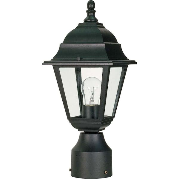 SATCO 6 in. 1-Light Textured Black Outdoor Post Mount Light 60/548