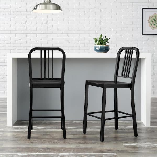 StyleWell Kipling Black Metal Counter Stool with Back CM806-24-BLK