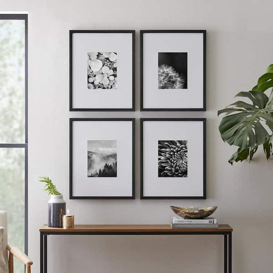 StyleWell 16" x 20" Matted to 8" x 10" Black Gallery Wall Picture Frame (Set of 4) H5-PH-1158