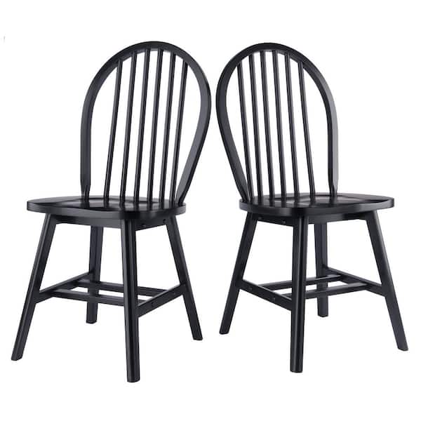 WINSOME WOOD Windsor Black Solid Wood Windsor Chair (Set of 2) 29837