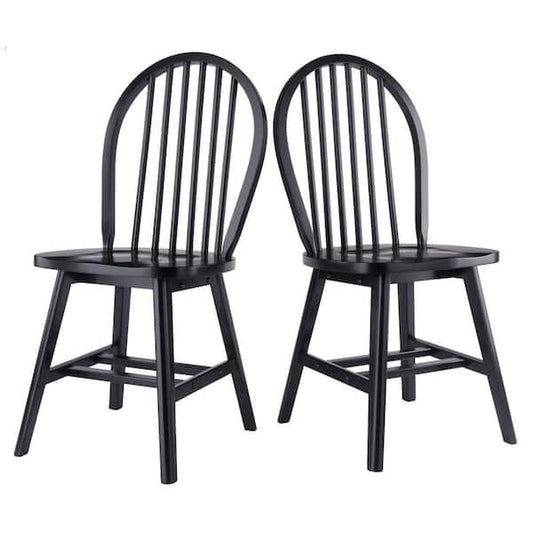 WINSOME WOOD Windsor Black Solid Wood Windsor Chair (Set of 2) 29837