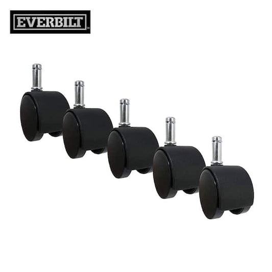 Everbilt 2 in. Black Plastic and Steel Twin Wheel Swivel Friction Grip Stem Office Chair Caster with 75 lb. Load Rating 4327744EV