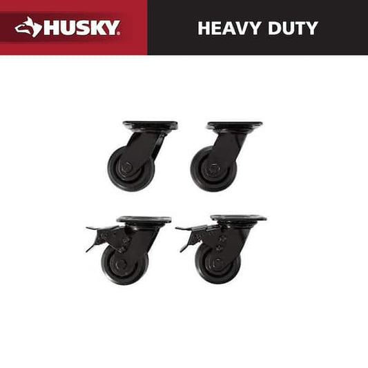 Husky 4 in. Caster Kit for Heavy Duty Welded Steel Garage Base Cabinets HTC1000005