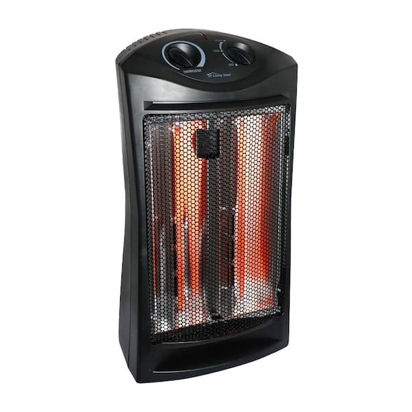 living zone 1500-Watt Black Electric Tower Quartz Infrared Space Heater with Thermostat BFGF-15D