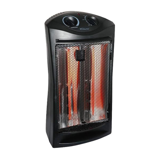 living zone 1500-Watt Black Electric Tower Quartz Infrared Space Heater with Thermostat BFGF-15D