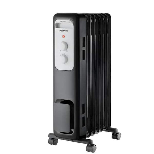 Pelonis 1,500-Watt Oil-Filled Radiant Electric Space Heater with Thermostat HO-0279