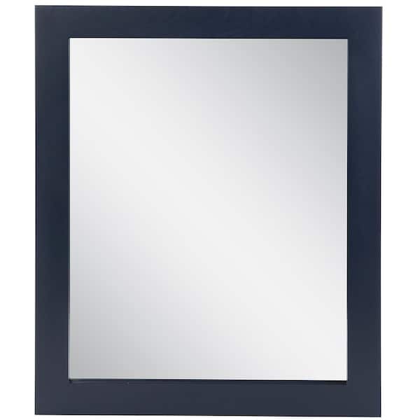 Unbranded 26 in. W x 31 in. H Rectangular Wood Framed Wall Bathroom Vanity Mirror in Blue WTWM26-BU
